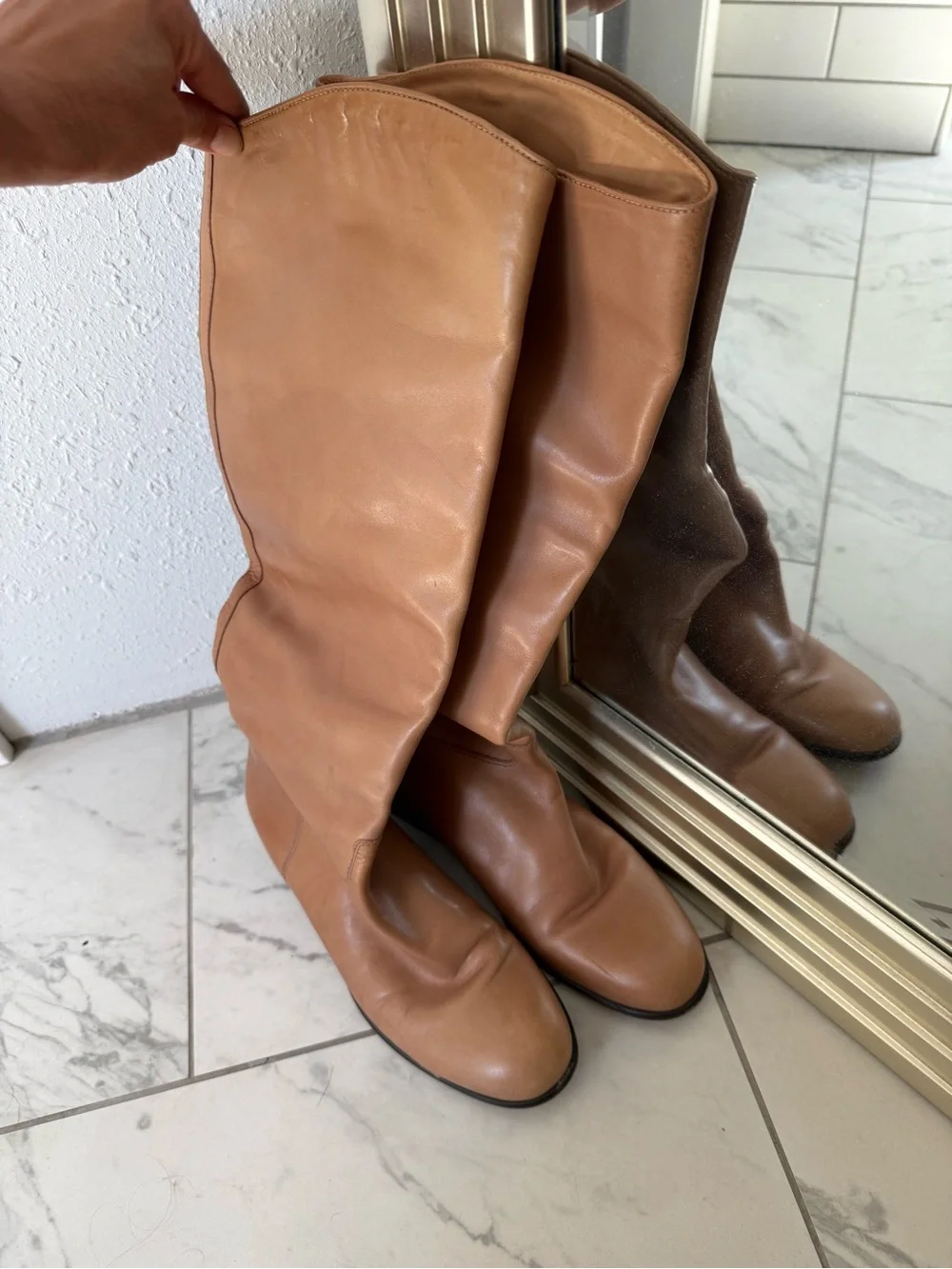 Corso Como Tall Leather Riding Boots in Tan